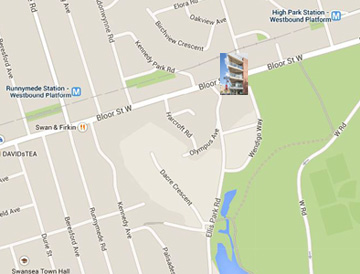 Home on the Park is located where High Park meets Bloor West Village and Swansea